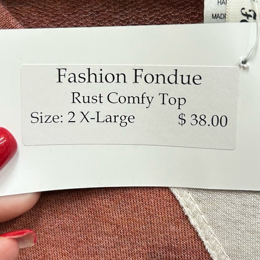 NEW Women's Long Sleeve Top in Rust and White Size: 2XL. NWT - Picture 3 of 5